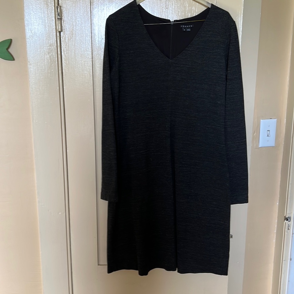 Theory knee-length dress in charcoal.